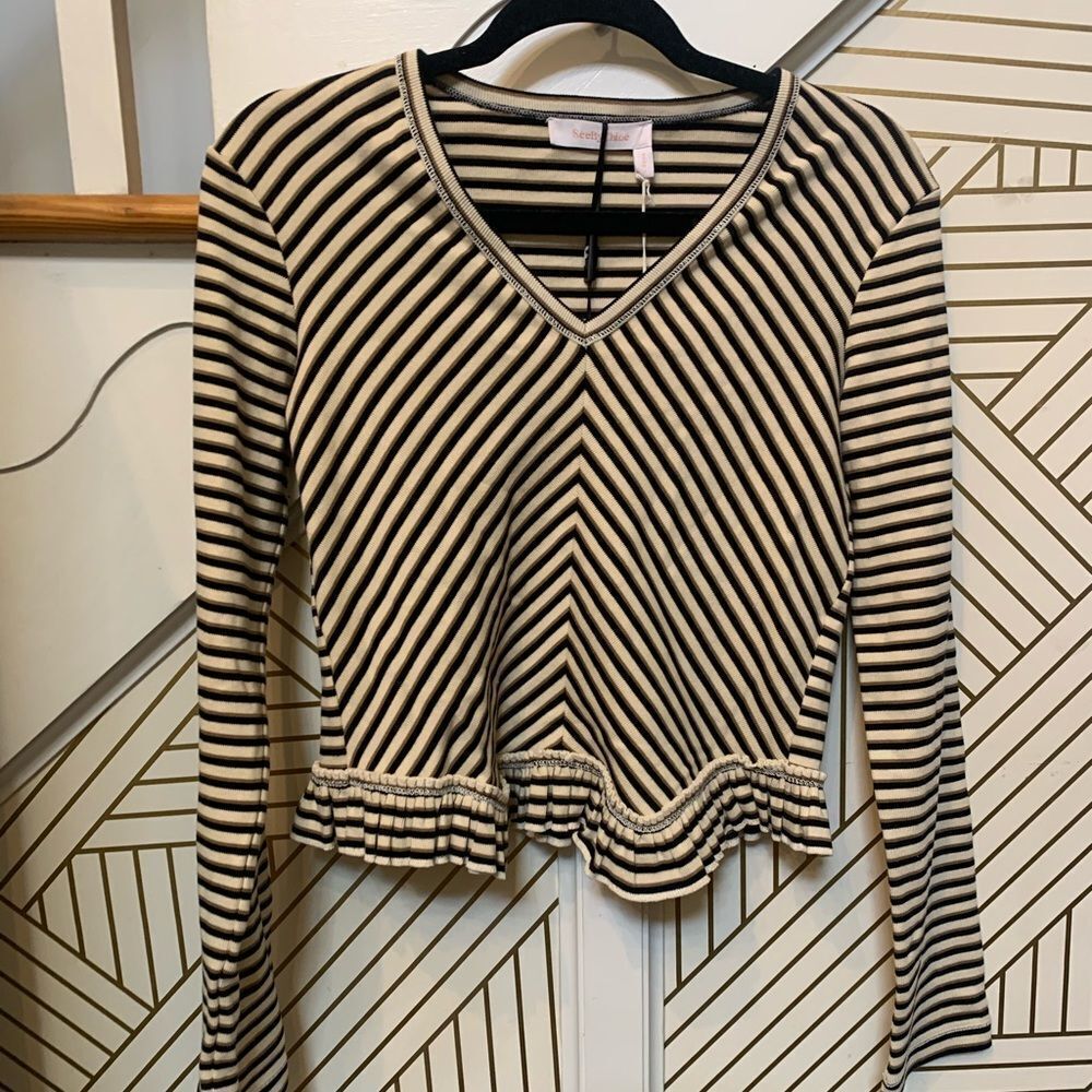 SeeBy Chloe Long Sleeve Striped Shirt